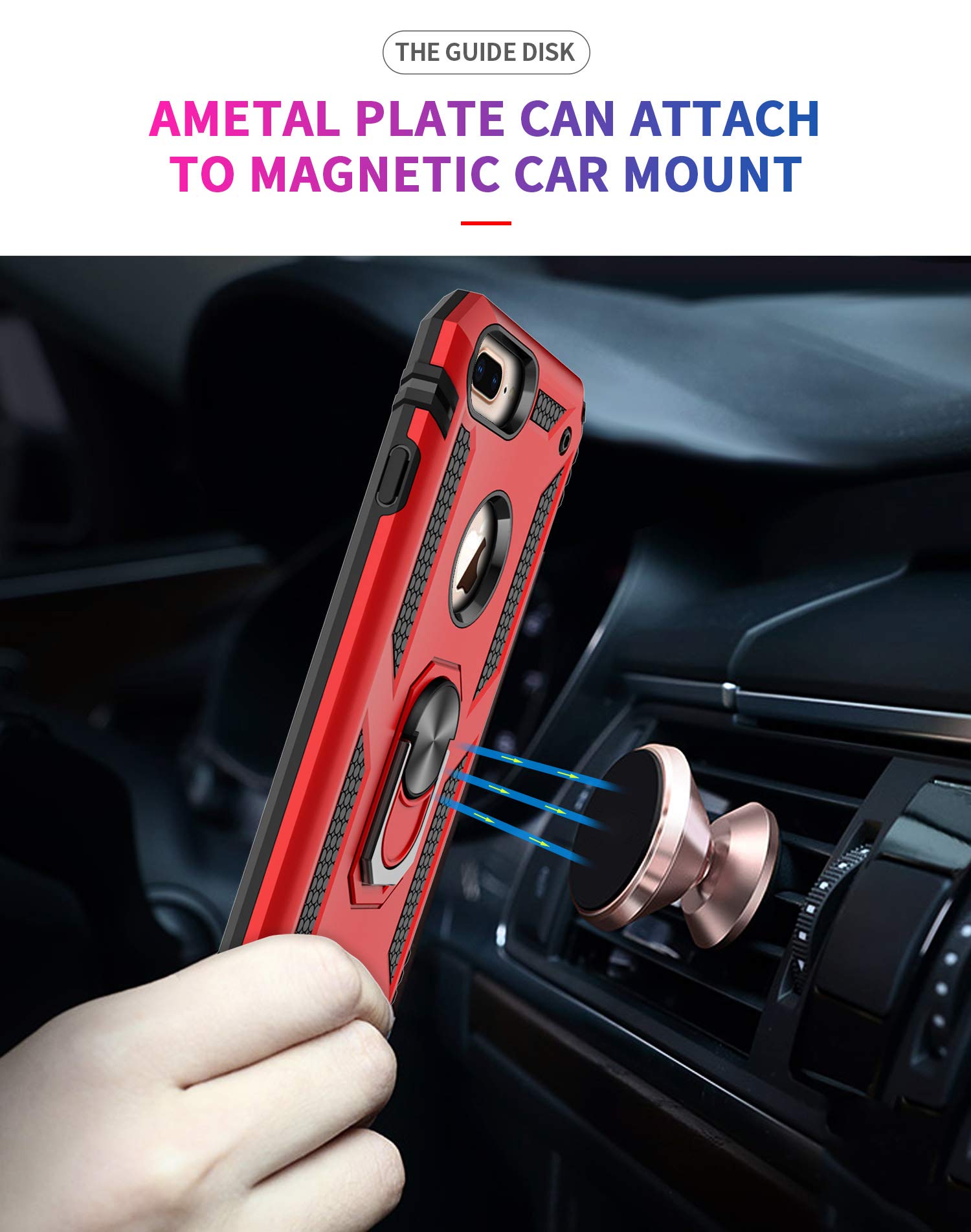 SORAKA Case for iPhone 6 Plus/6S Plus with 360 Degree Rotation Ring Holder Soft TPU Slim Fit Case iPhone 6S Plus Case with Metal Plate for Magnetic Car Phone Holder Blue