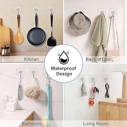 Miniatura 9 de ALLFONDO - Ganchos adhesivos grandes de 44 libras (máximo), paquete de 12, ganchos de pared impermeables a prueba de óxido de acero inoxidable para