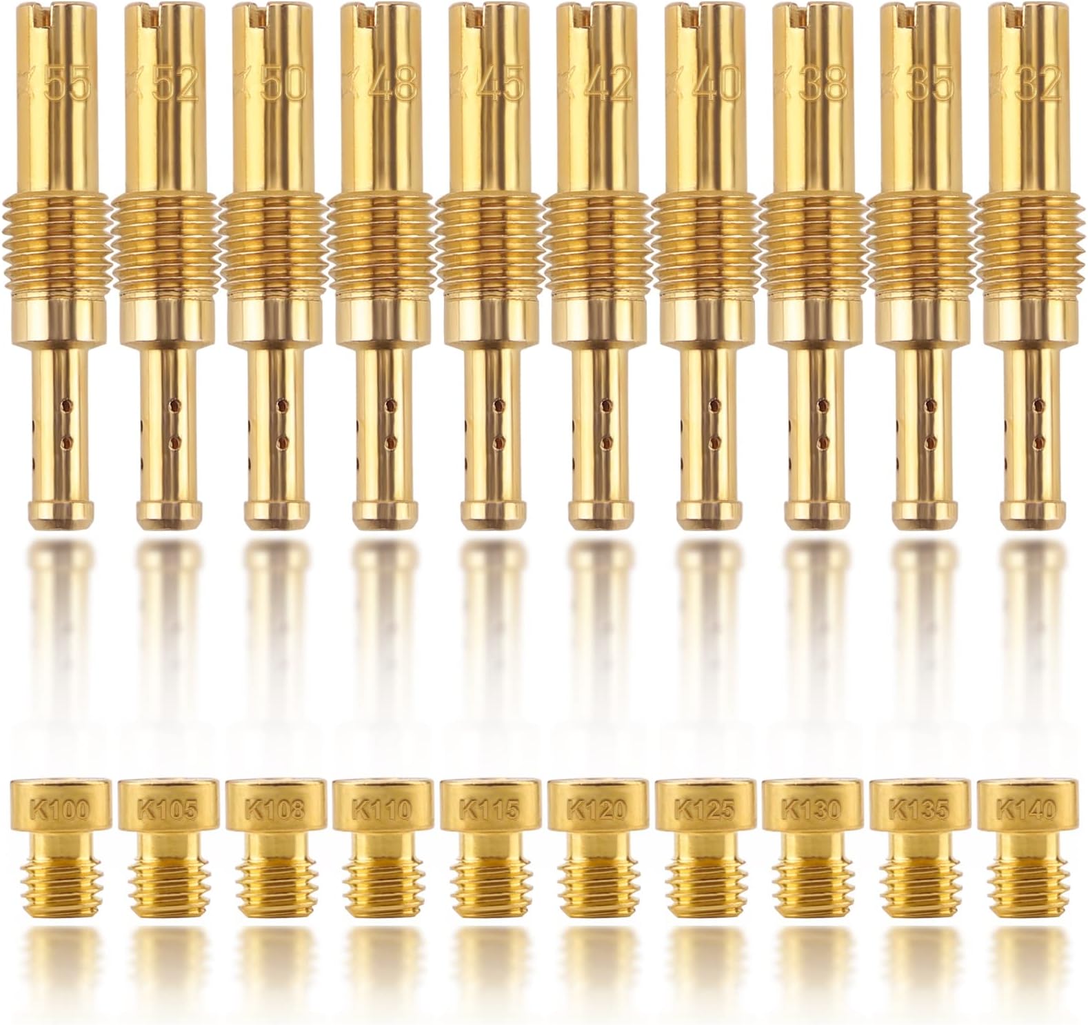 MINSTAR 20 Pieces Carburetor Jet Kit With Container, Include 10 Pieces Carburetor Main Jet and 10 Pieces Slow Jet for PWK Keihin OKO CVK PWM Type