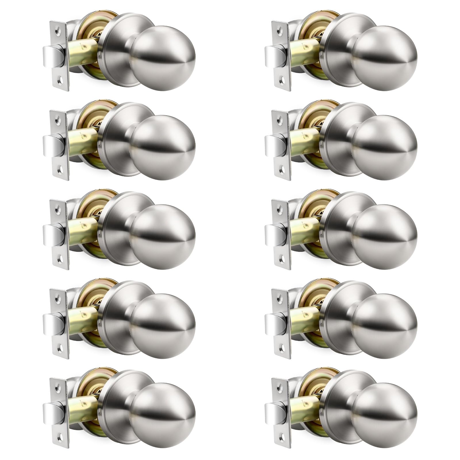 Black Interior Door Knobs - 10 Pack, Keyless Privacy -9