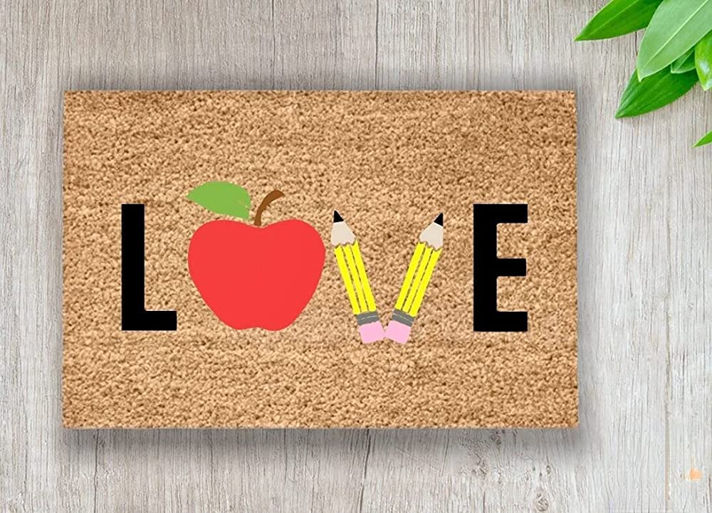Classroom Doormat,Apple Doormat,Classroom Welcome Mat,Teacher Thank You Gift,Non Slip Floor Mat for Home Bathroom Kitchen Entrance 36X24 Inch