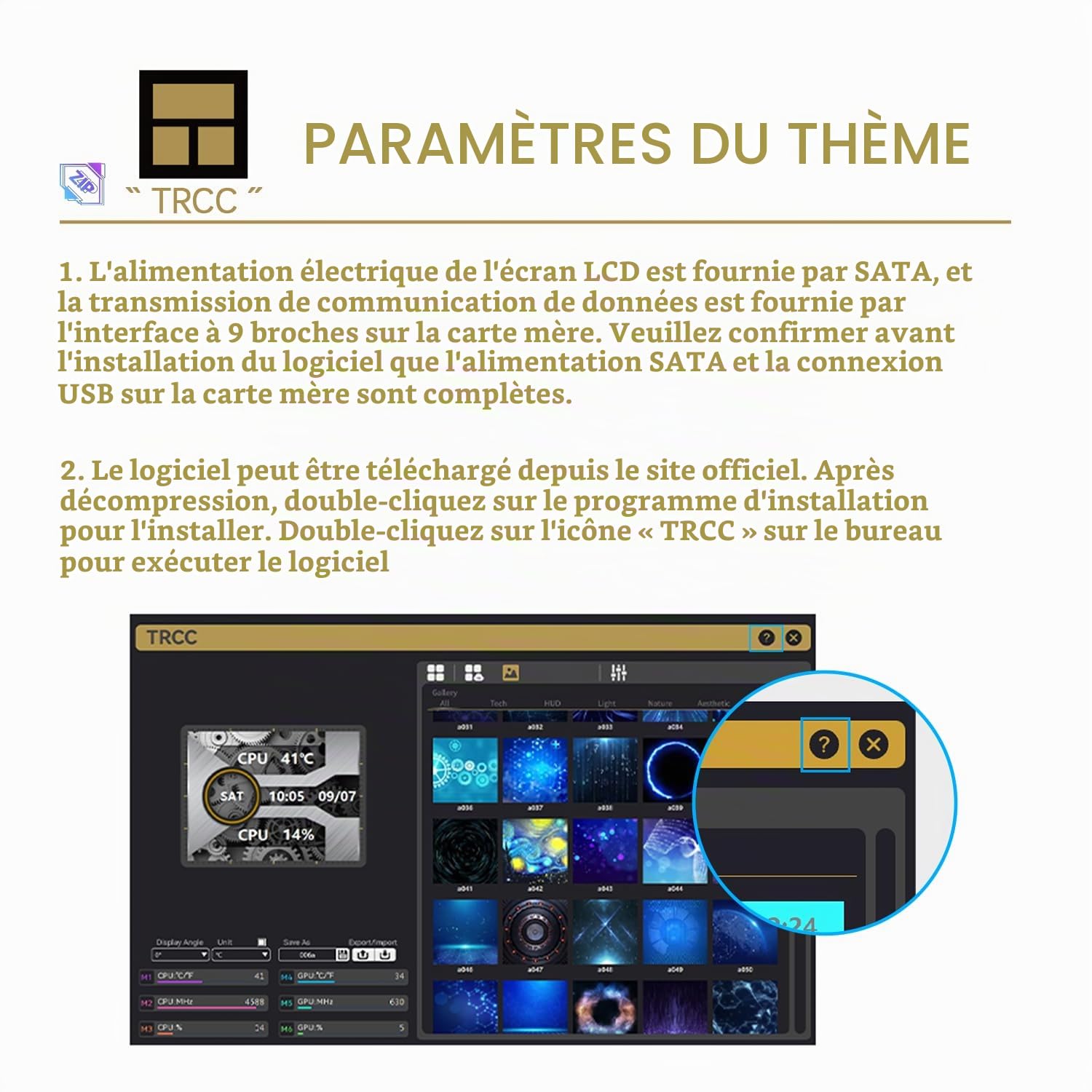 TR-Thermalright FW PRO 360 ARGB Blanc Refroidisseur de processeur liquide, écran LCD IPS 2,73 pouces avec résolution 320x320, magnétique, thème d'écran DIY, pour AM4/AM5, LGA1851 /1700 /115x