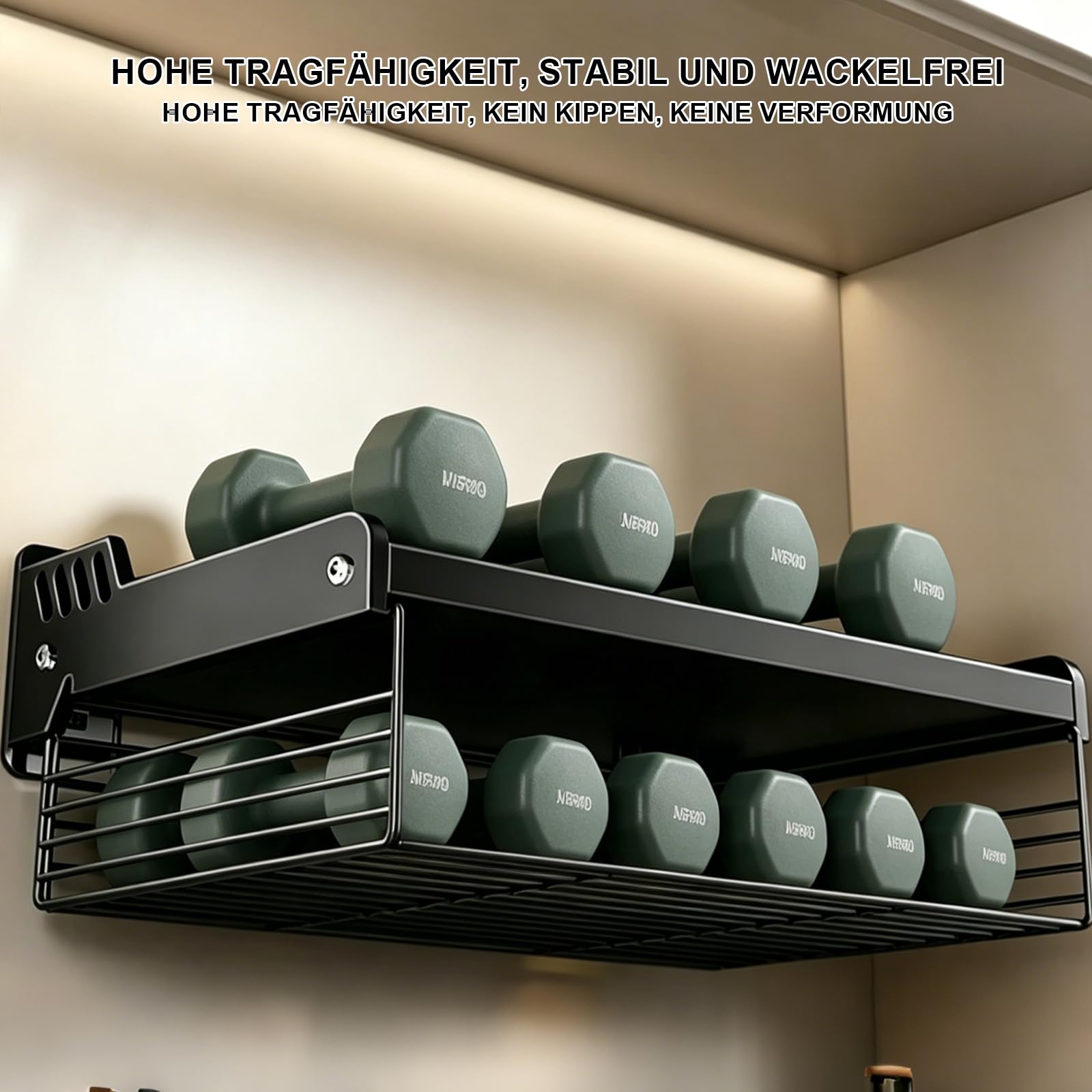 Mikrowellenregal Wand, 2 Ebenen Mikrowellenhalterung aus Metall, | mit Aufbewahrungskorb & 6 Haken, platzsparendes Küchenregal für Mikrowelle, Backofen & Küchenzubehör (56 × 38 × 7 cm)