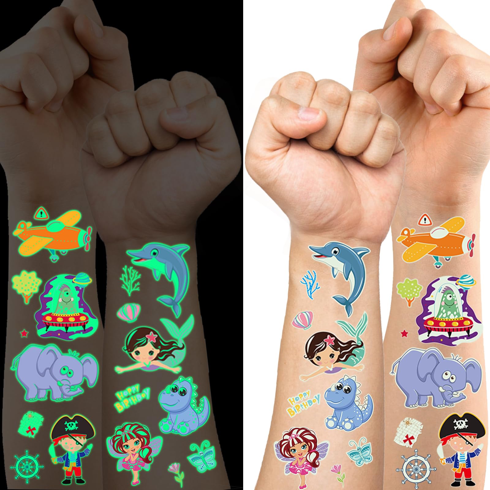 Jewan 540 (40 Fogli) Tatuaggi Per Bambini, Luminous Tatuaggi Temporanei, Tatuaggi Finti, Tatuaggi Bambina Ragazzi, Tatuaggi Bambini Tatuaggi Temporanei Bambini per Regalini Fine Festa Compleanno
