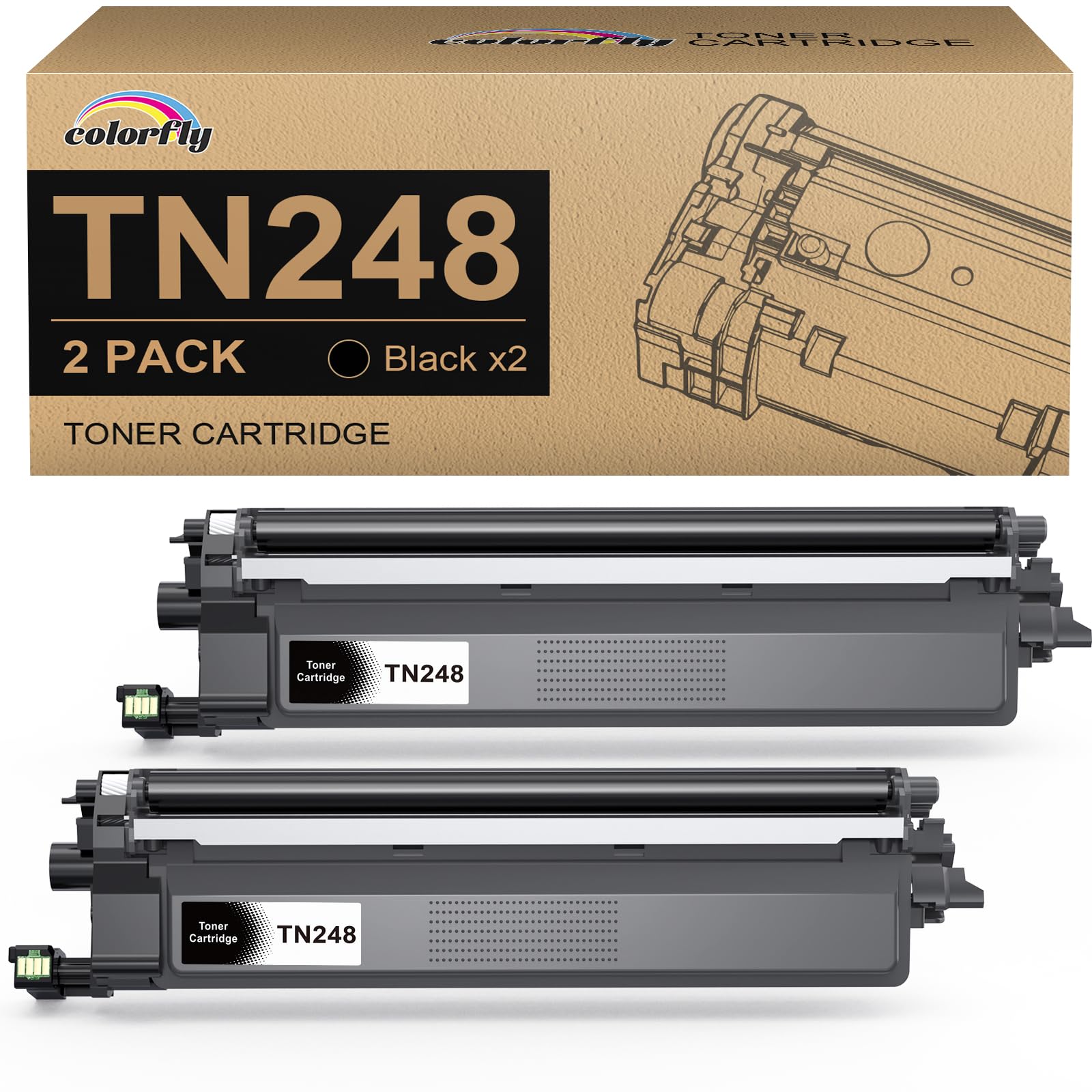 TN248 TN248BK - Toner compatibile con Brother TN248BK TN 248 XL TN-248CMYK per Brother MFC-L3760CDW MFC-L8390CDW MFC-L3740CDWE MFC-L3740CDW DCP-L3560CDW DCP-L3520CDWE DCP-L3520CDW