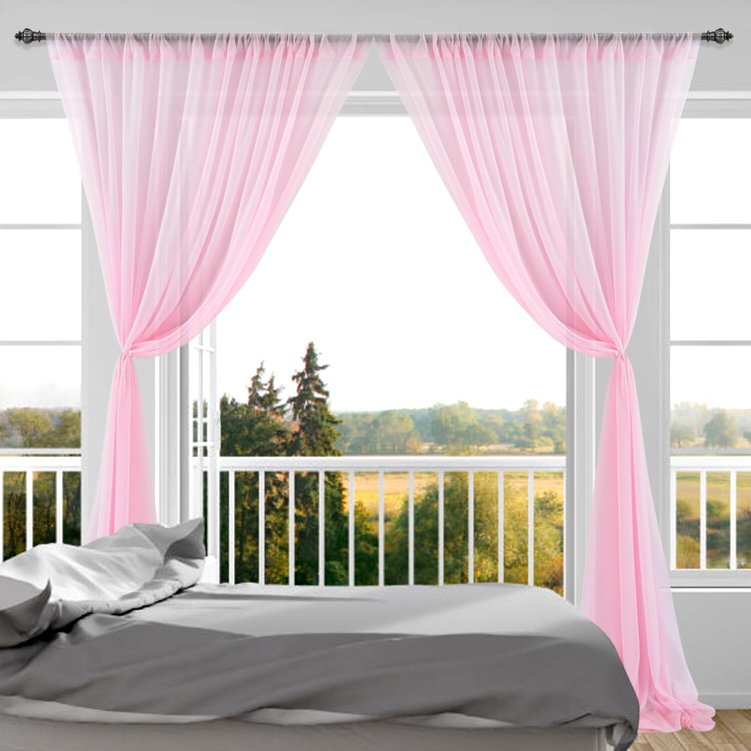 Lot de 2 rideaux de fond en tulle pour photo de mariage, décoration d'arche de mariage, rideau à main levée pour fête, anniversaire, baptême