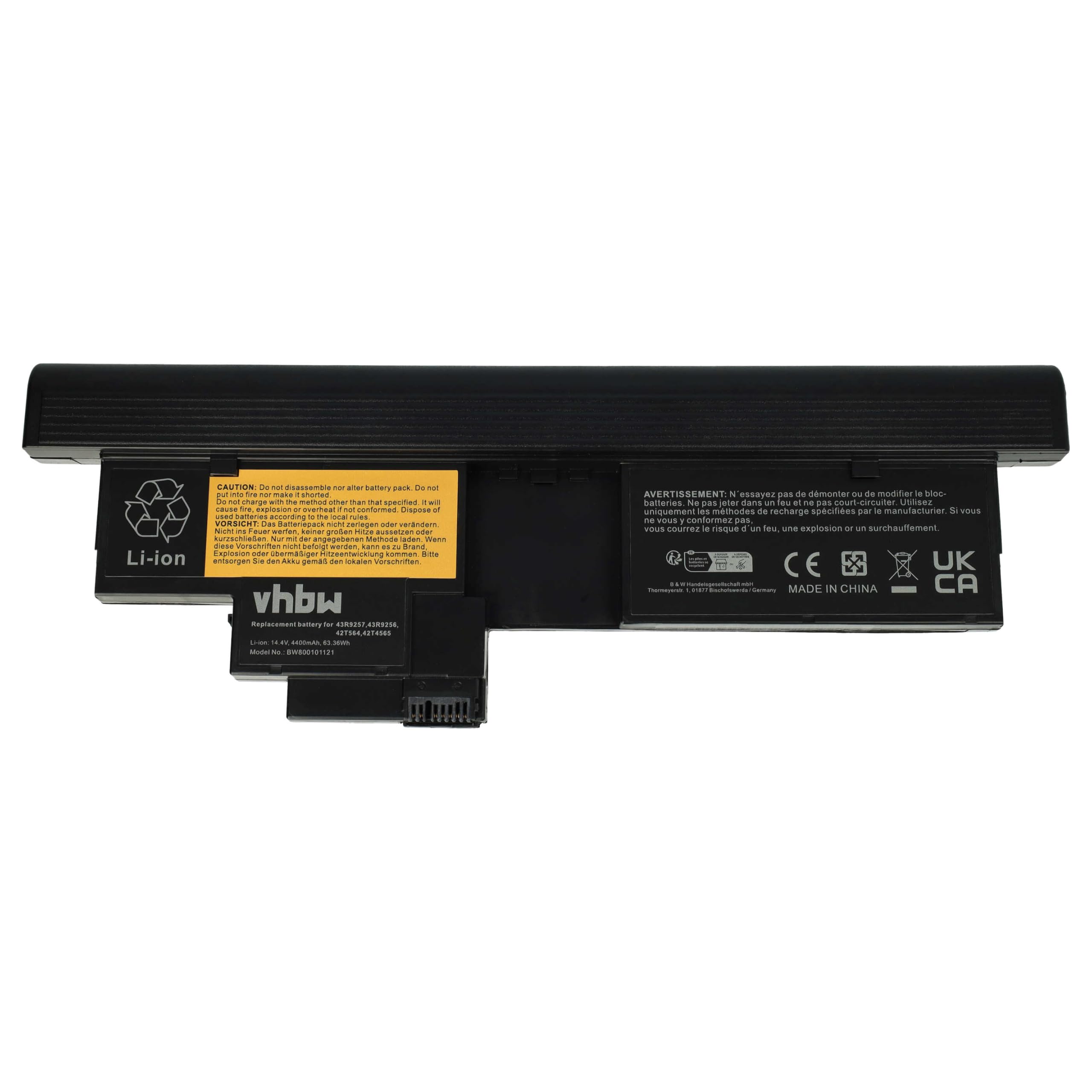 LI-ION CZARNA bateria (4400 mAh 14,4 V) nadaje się do IBM Lenovo Thinkpad X200 tablet PC, 201 zamiennik tabletu 43R9257, 43R9256, 42T4564, 42T4564