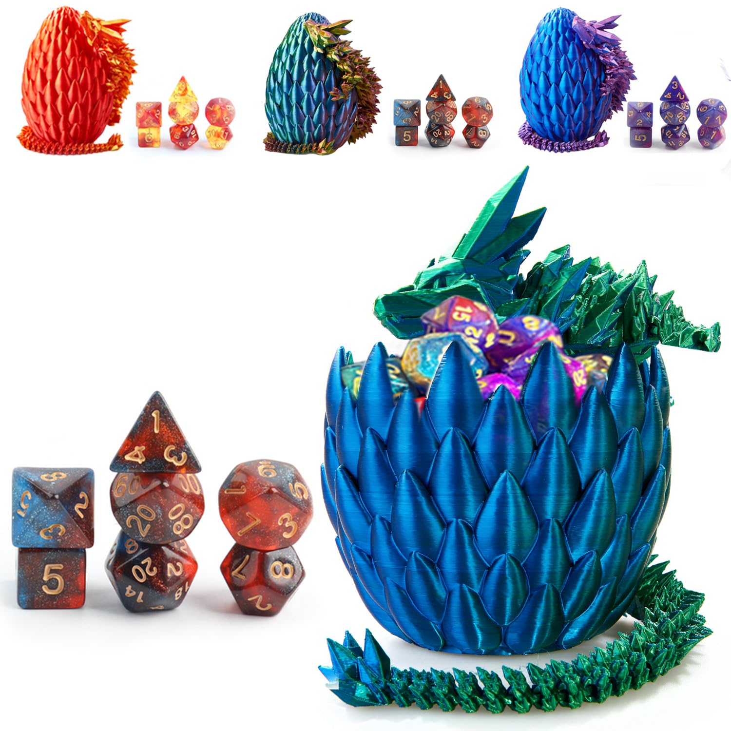 DND Dice Set 7PCS with 3D Printed Dragon Egg, Fidget Surprise Egg, Polyhedral Dice with Gift Box, Great Gift for Adults & Kids, Perfect for RPG DND