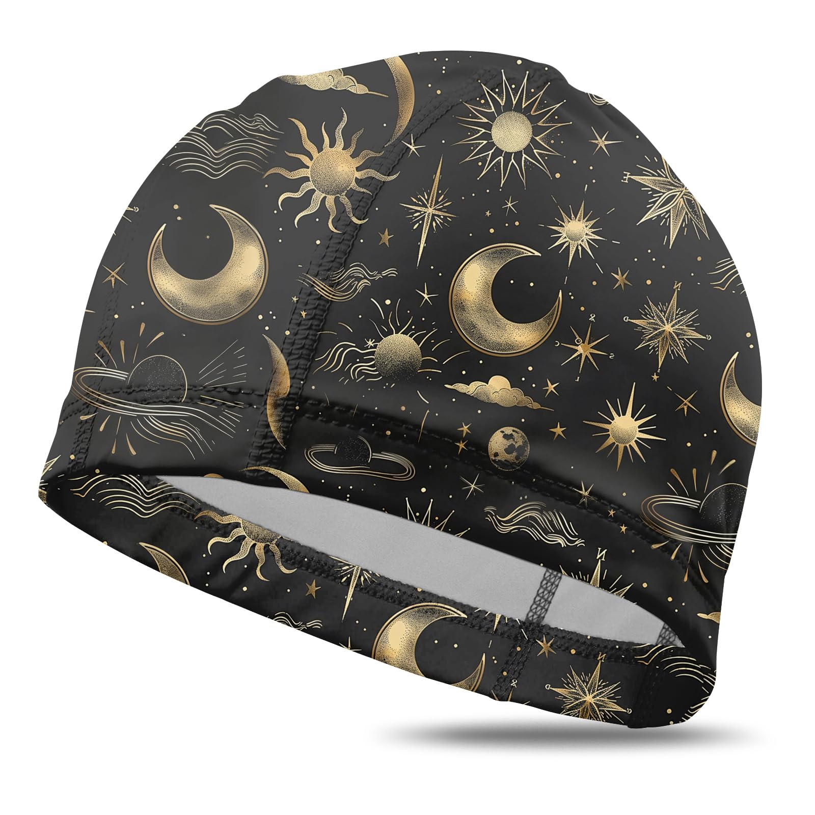 Deokke Fabric Swim Cap Elastic Breathable Cloth Swimming Cap Fit Short Hair Men Woman Girls One Size Hat