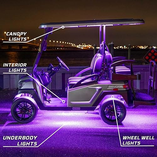 Miniatura 3 de LEDGlow Kit de iluminación para carrito de golf eléctrico de 12 unidades de millones de colores LED con toldo, pozo de rueda y luces interiores para