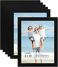 Icona Bay 8x10 (20x25 cm) Picture Frames (Black, 6 Pack), Sturdy Wood Composite Photo Frames 8 x 10, Sleek Design, Table Top or Wall Mount, Exclusives Collection
