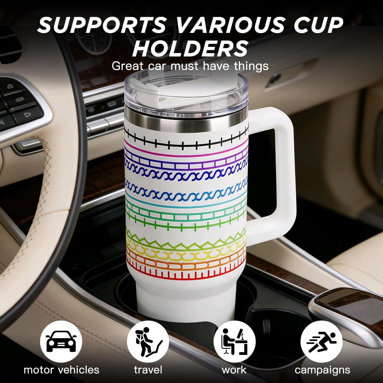 40oz Stainless Steel Large Insulated Tumblers With Handles Lids And Straws