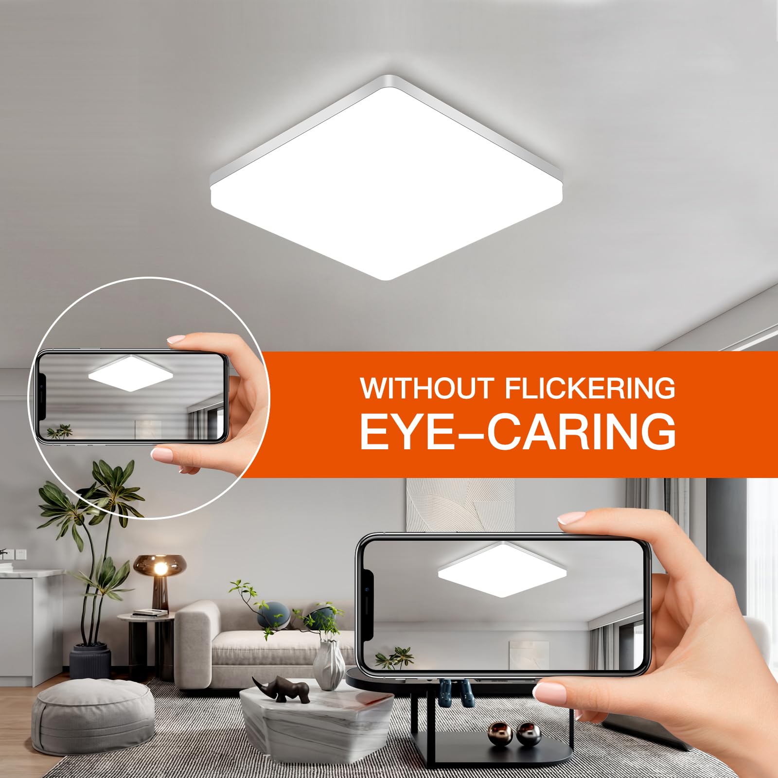 Riserva Plafonnier LED Carré 48W, IP44, 6500K Blanche Froide, 30cm | Lampe de Plafond pour Salle De Bain, Salon, Cuisine, Chambre, Couloir, Balcon, Garage