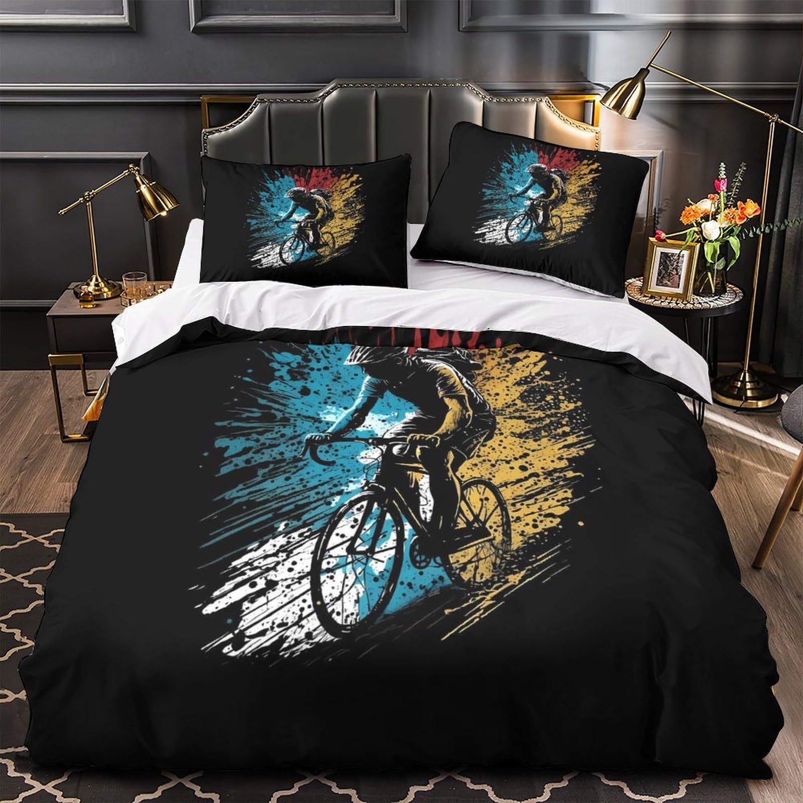 Housse de couette poisson cybernétique hypoallergénique microfibre douce 200x200cm
