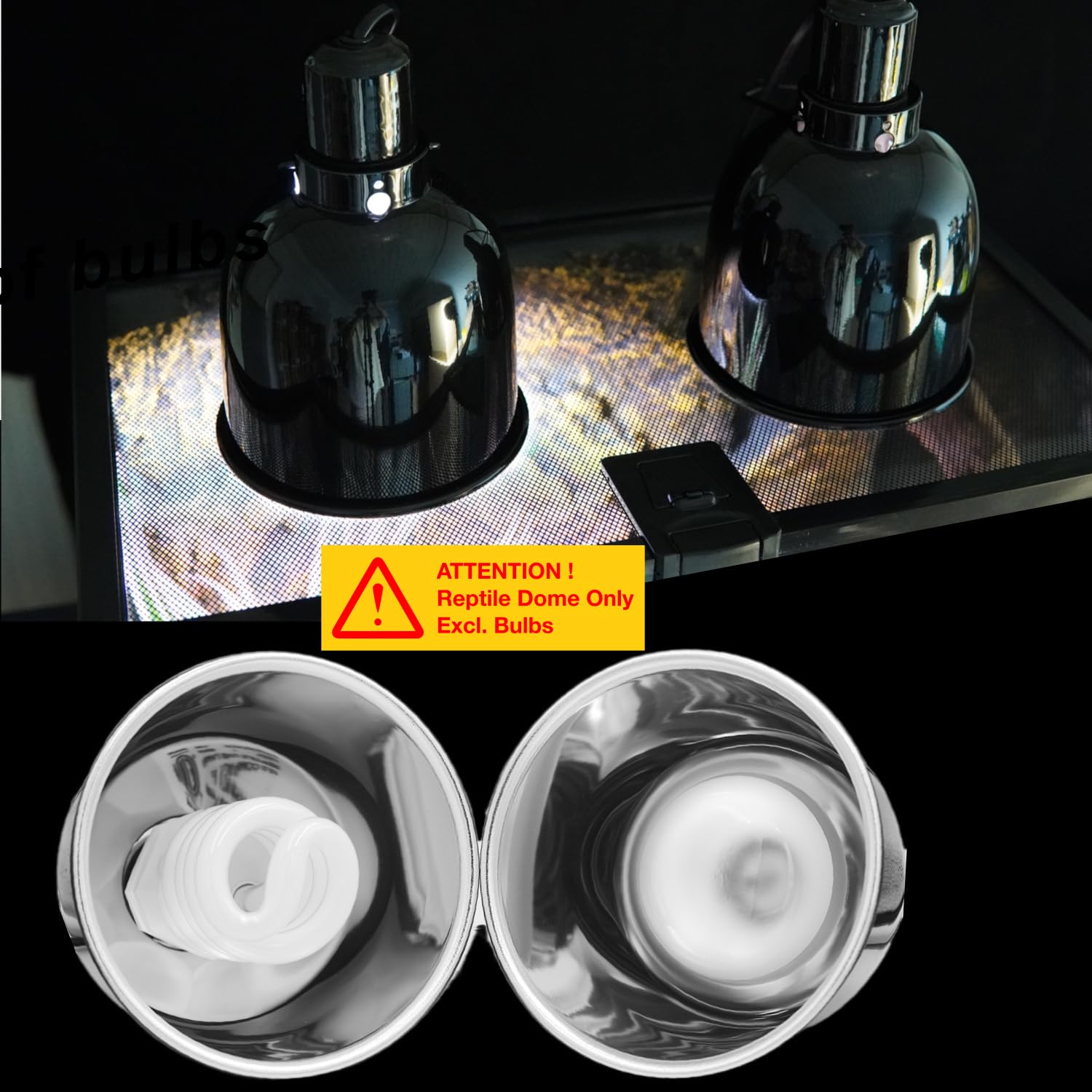 Reptile Light Fixture, 2-Pack 5.5'' Deep Dome for Reptile Light/Heat Lamp/UVB Light, Dual Heat Lamp Holder Fixtures - image 3