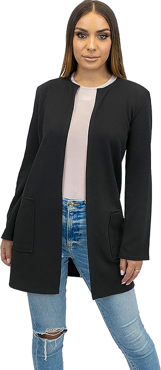collarless pocket detail duster jacket