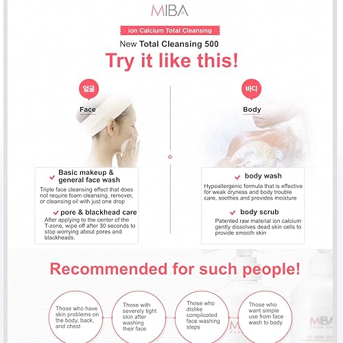 Miniatura 8 de MIBA Limpieza total de calcio iónico. Excelente hidratación, calmante y funciones de cuidado de la piel muerta, limpia eficazmente la cara y el