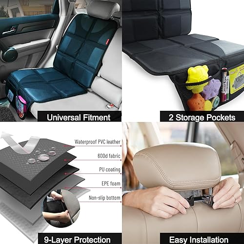 Miniatura 4 de Autobase Protector de asiento de automóvil para asiento de automóvil infantil  Protector de asiento trasero impermeable más grande y grueso para