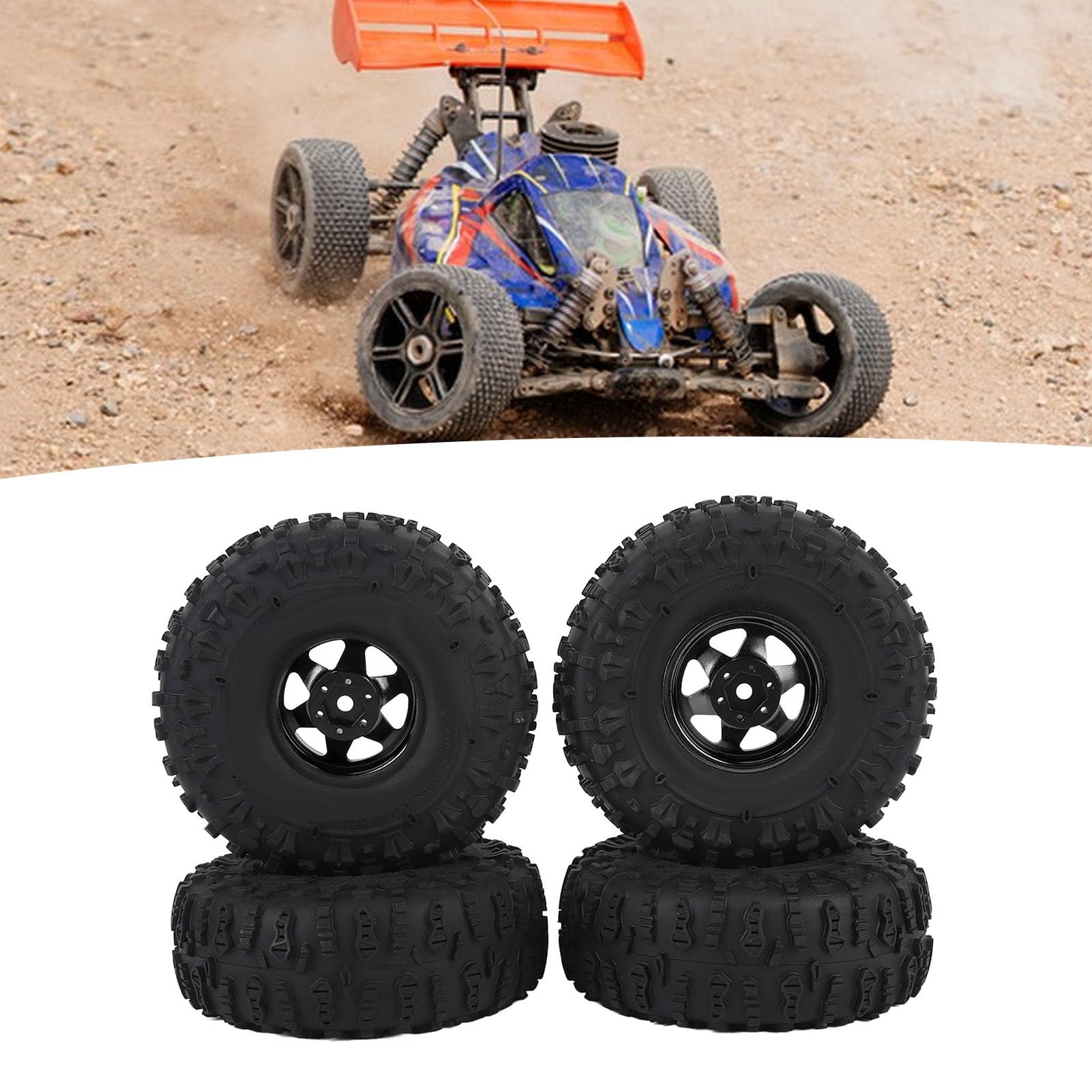 BuyWeek RC Auto Reifen, 4 Stück 122 x 48 mm RC Crawler Reifen mit Schrauben für Redcat, für Axial SCX10, für D90, für Hpi (Schwarz)