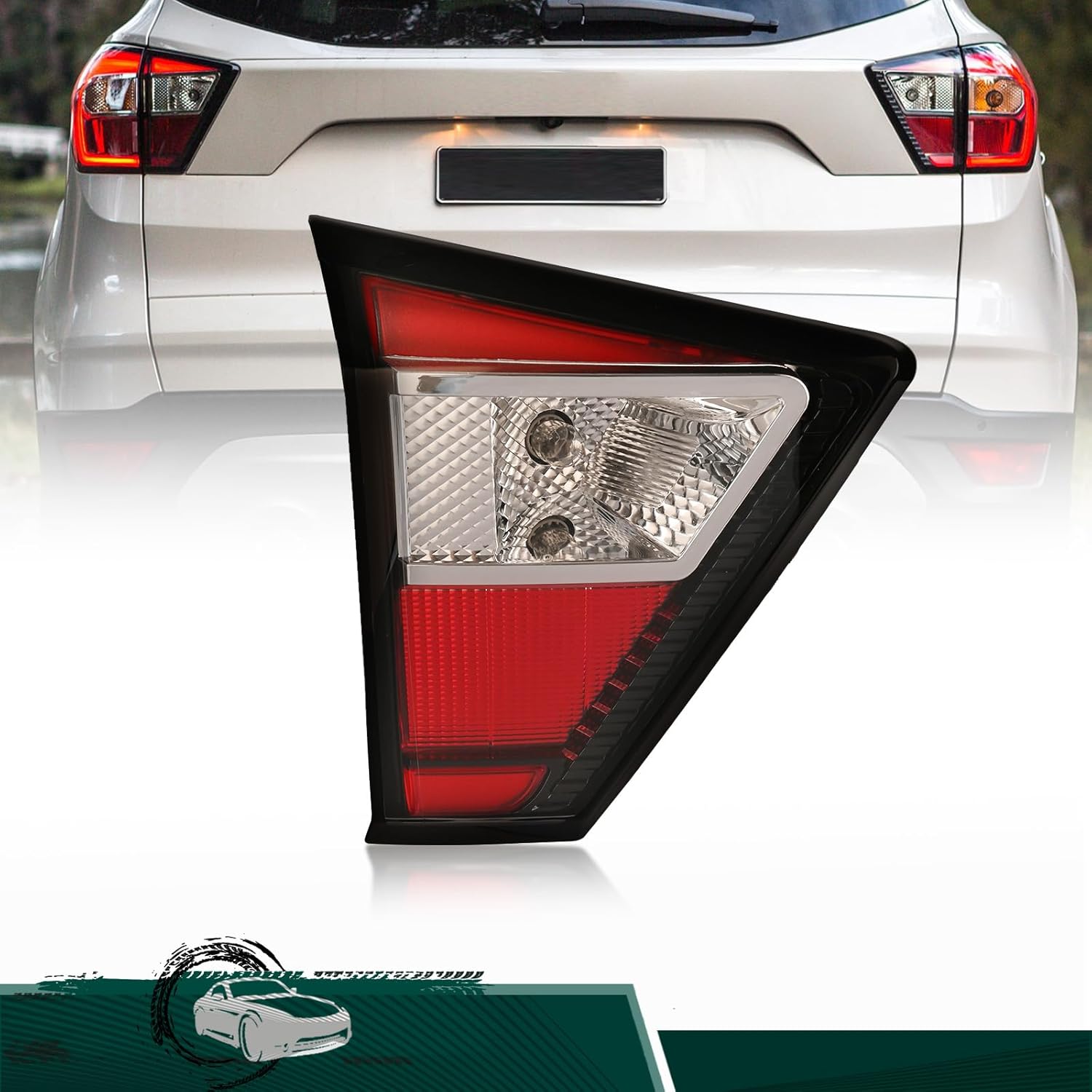 Tail Light Assembly Compatible with 2017 2018 2019 Ford Escape Kuga Inner Rear Brake Lamp, Replaces# GJ5Z13405E FO2802117(Left Driver Side) Inner Left Driver Side