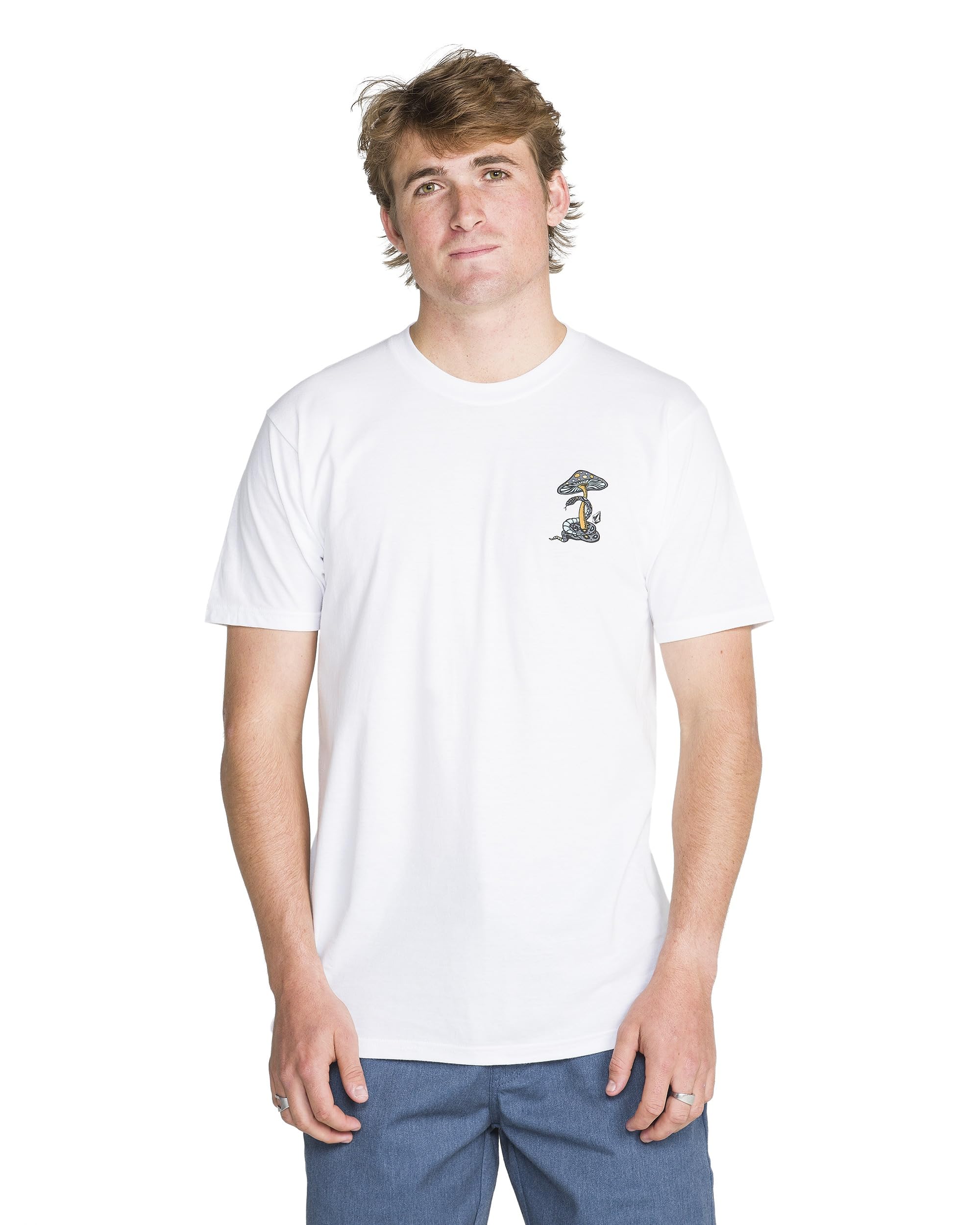 Volcom Mens Short Sleeve Graphic Logo T-Shirt | 100% Cotton Crew Neck Tee, White Small, Medium