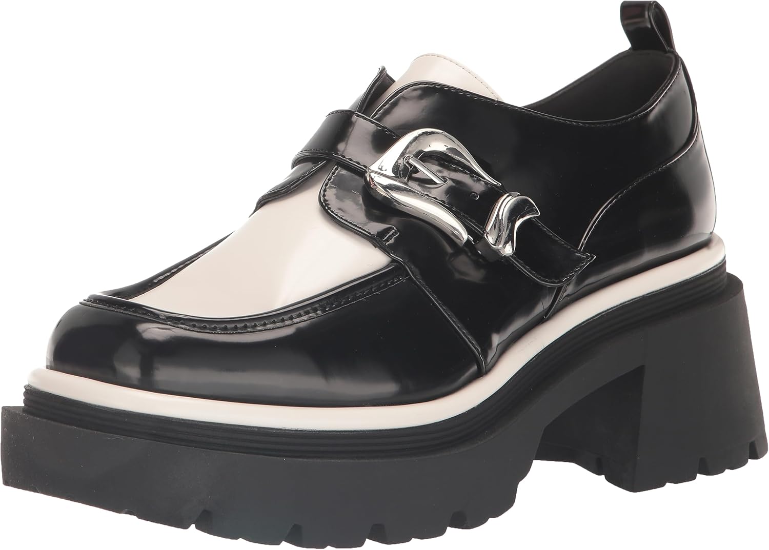 Circus NY by Sam Edelman Women's Natasha Monk-Strap Loafer, Black/White, 8.5