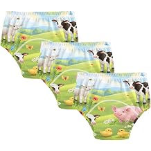 Potty Training Underwear 3 Packs Farm Animals Meadow Scene Toilet Training Pants for Toddler Girls Boys,