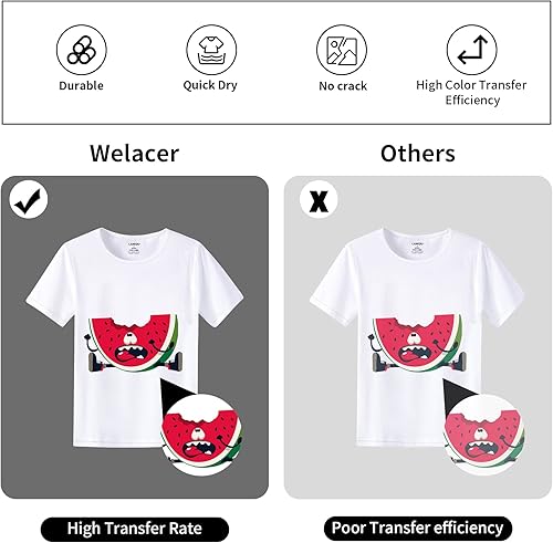 Miniatura 3 de Welacer A4 100 hojas de transferencia DTF brillante película pretrato, papel de transferencia de calor PET para impresora de inyección de tinta