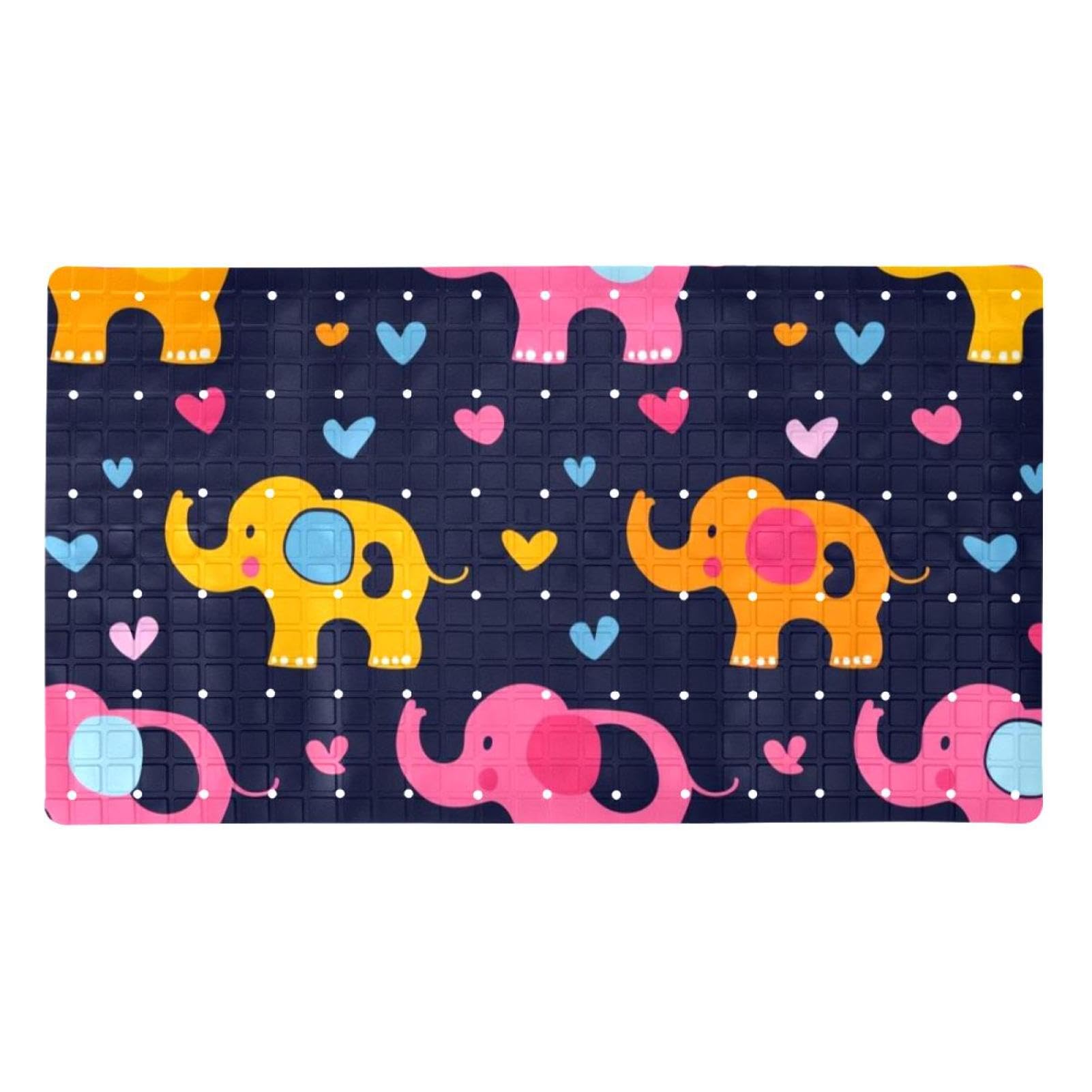 Tapis de bain antidérapant au motif éléphants colorés pour égayer la pièce d'eau