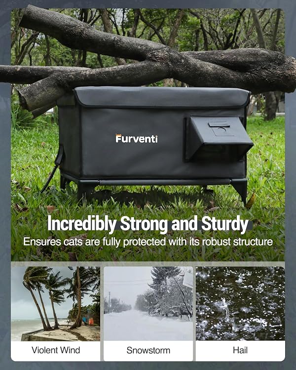 Outdoor Heated Cat House in Winter,Extremely Insulated & Weatherproof,Elevated Feral Cat Shelter with Waterproof Eaves & Escape Door for Outside Stray Barn Cat (Dark Green, XL.) by Lamlingo - Image 3