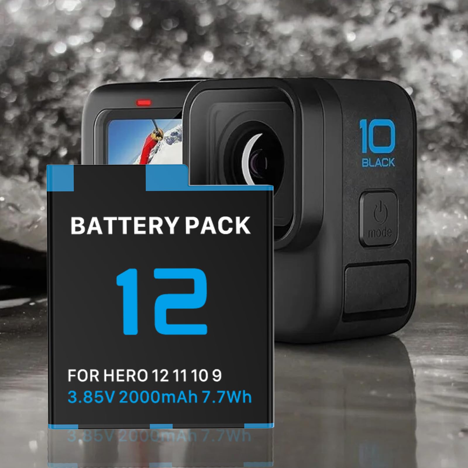 Batterie de rechange 1800 mAh pour caméra GoPro Hero 12 Hero 11/10/9