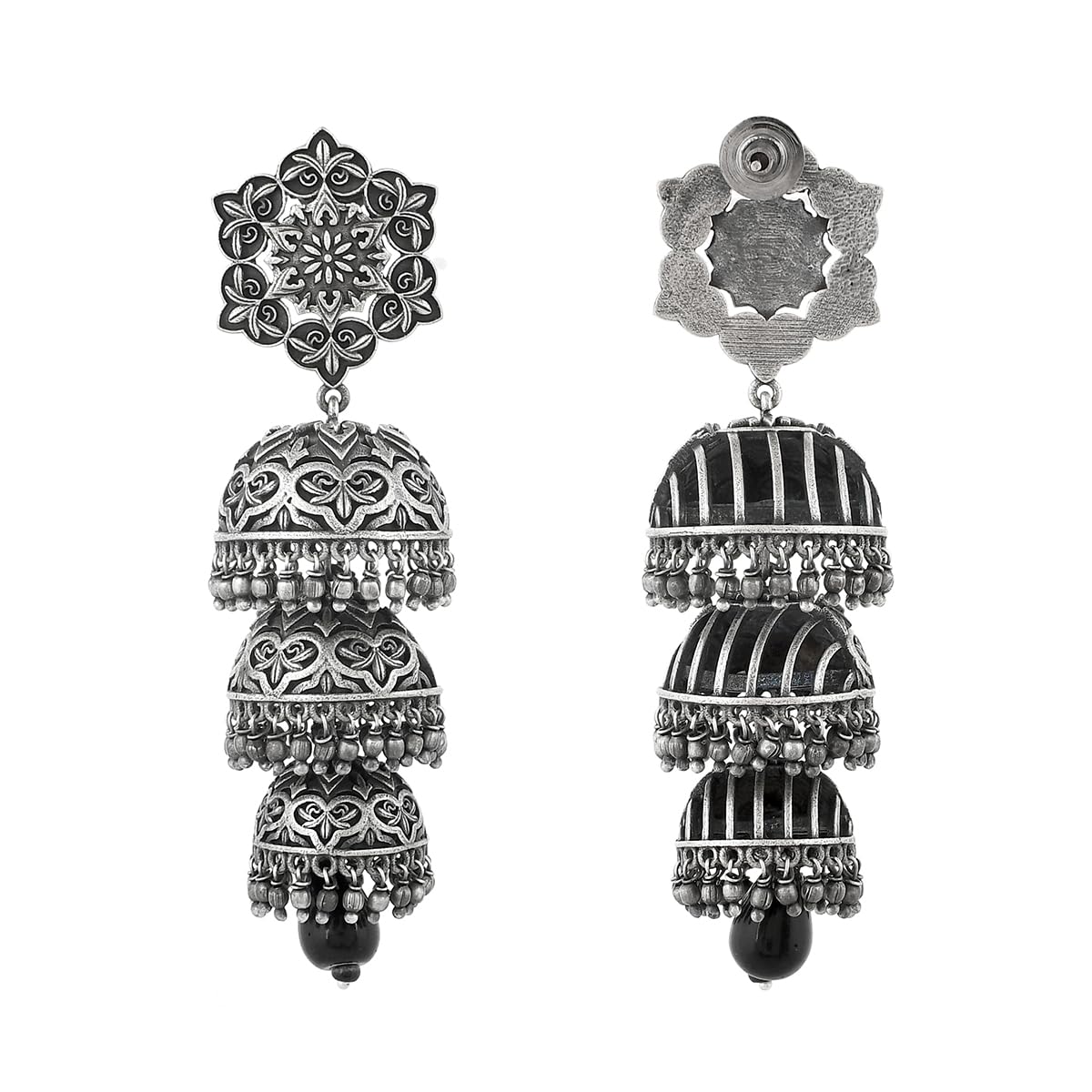 Nrityotsava Falguni 3 Layers Jhumka Earrings