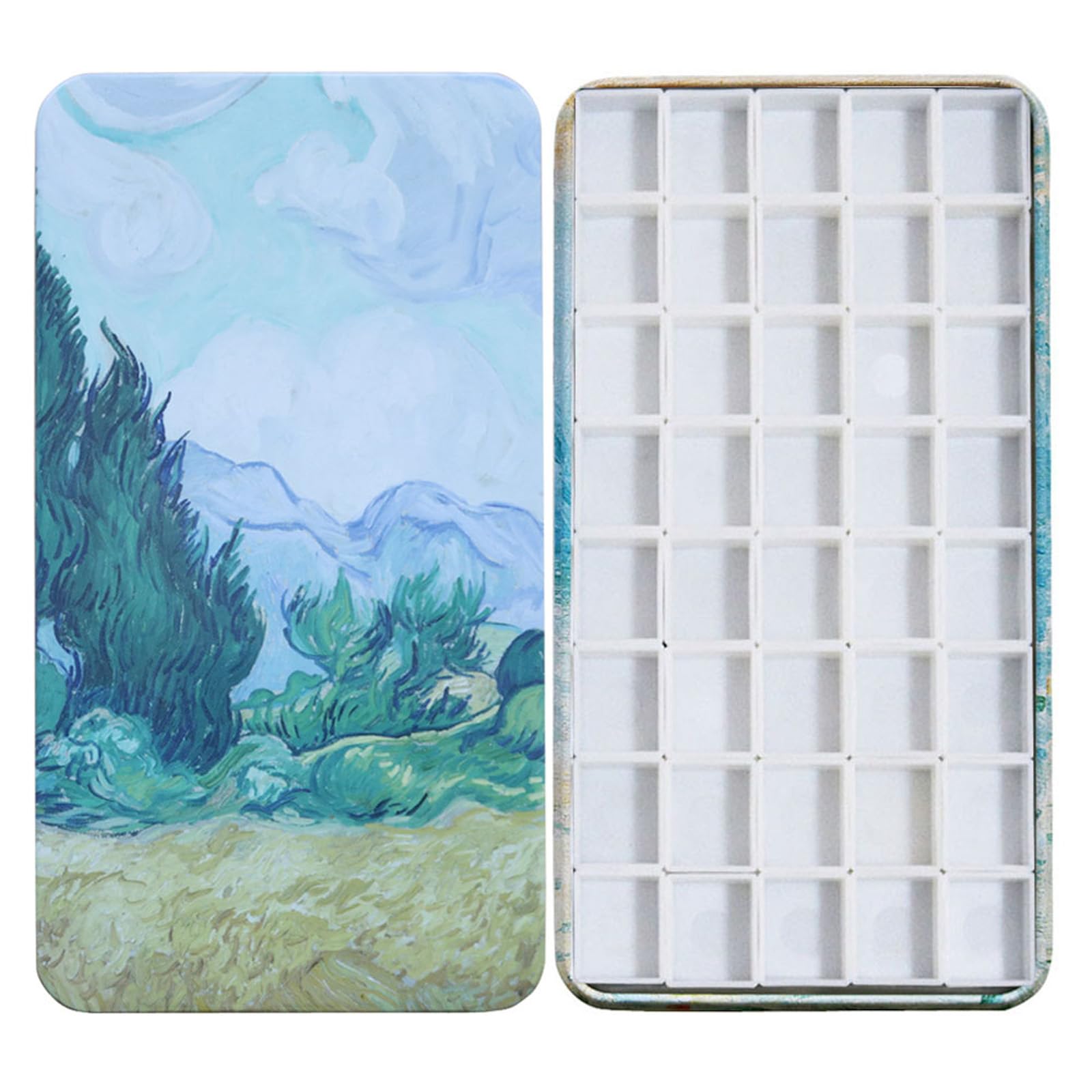 FCLUB Empty Watercolor Palette, 40 Wells with Magnetic Strips and Lightweight, Metal Watercolor Palette, Paint Holder, Paint Palette, Paint Tray Palettes, Painting Palette