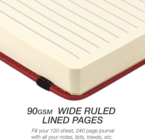 Miniatura 5 de Samsill Cuaderno de escritura de tamaño clásico, tapa dura, 5.25 x 8.25 pulgadas, 120 hojas a rayas (240 páginas), color rojo
