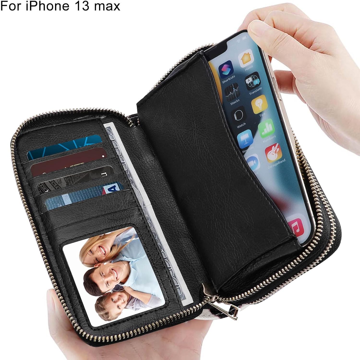 Double Zipper Wallet for Woman Clutch Purse with Cell Phone Holder for Smartphone/Card/Coin/Cash - Image 6
