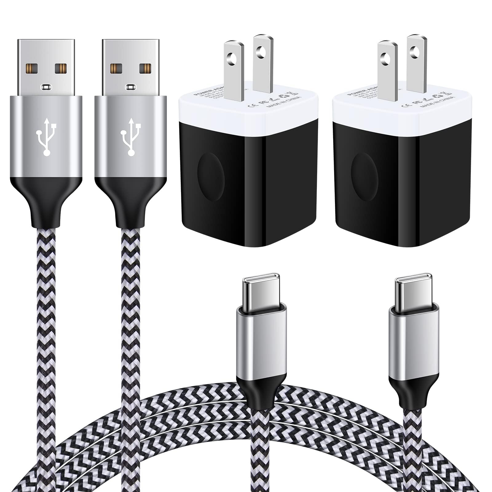 Type C Charger Fast Charging Block 5V/1A Wall Charger Box Plug Cube Brick with C Charger Cable 3ft USB Type C Cable Cord for iPhone 16 15,Samsung Galaxy S25 Ultra A15 A16 S24 A55 A54 S23 Ultra A14 A13