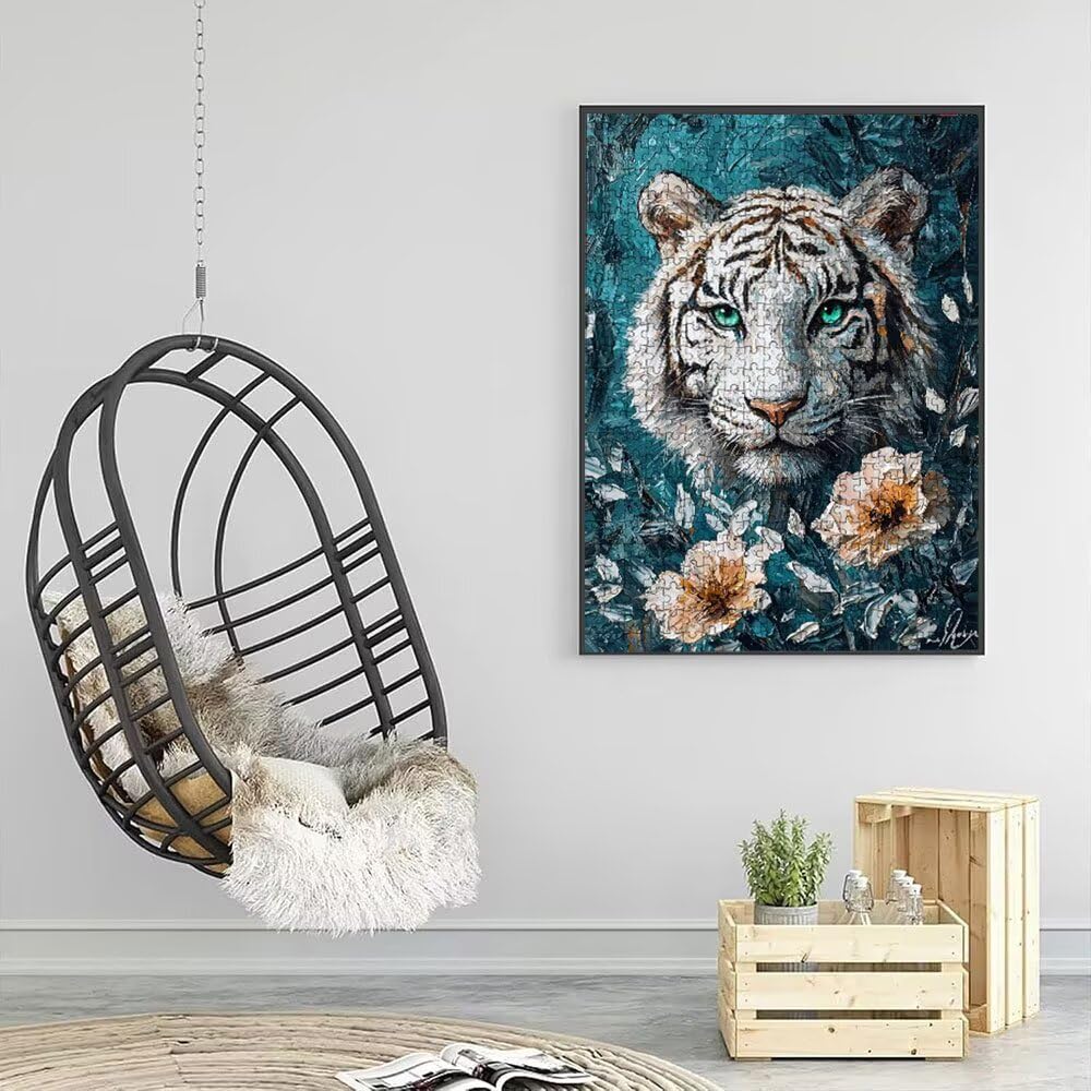 Puzzle 5000 Teile Erwachsene, Jigsaw Puzzle Erwachsene 5000 Teile, WeißEn Tiger Puzzles, Impossible Klassische Puzzles, Herausfordernde Familie Aktivität Spiele, für Home Decor und Geschenke DX0YL2385