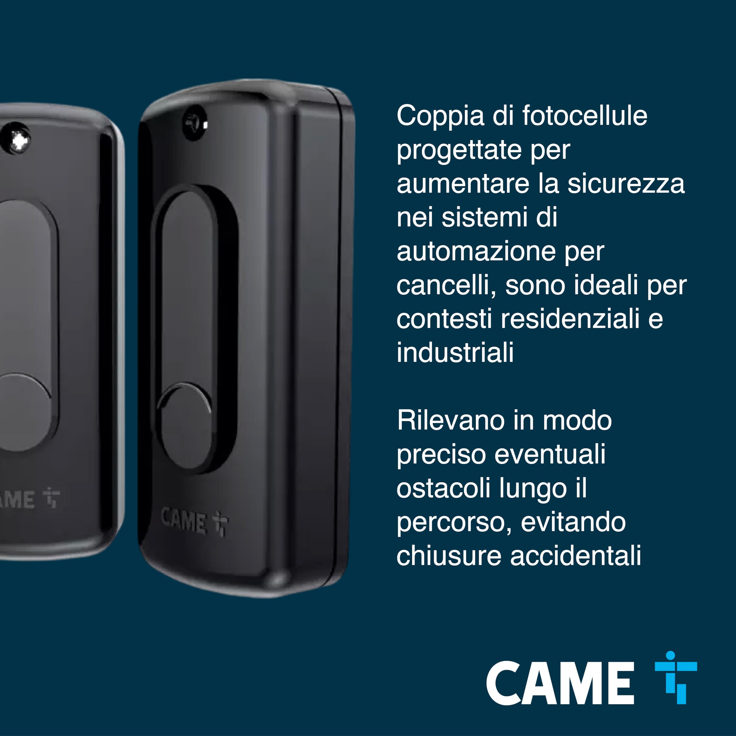 CAME Coppia fotocellule DIR a raggio infrarosso sincronizzato da esterno con portata fino 10m alimentazione 12-24V AC/DC design compatto e resistente per una gestione sicura degli accessi