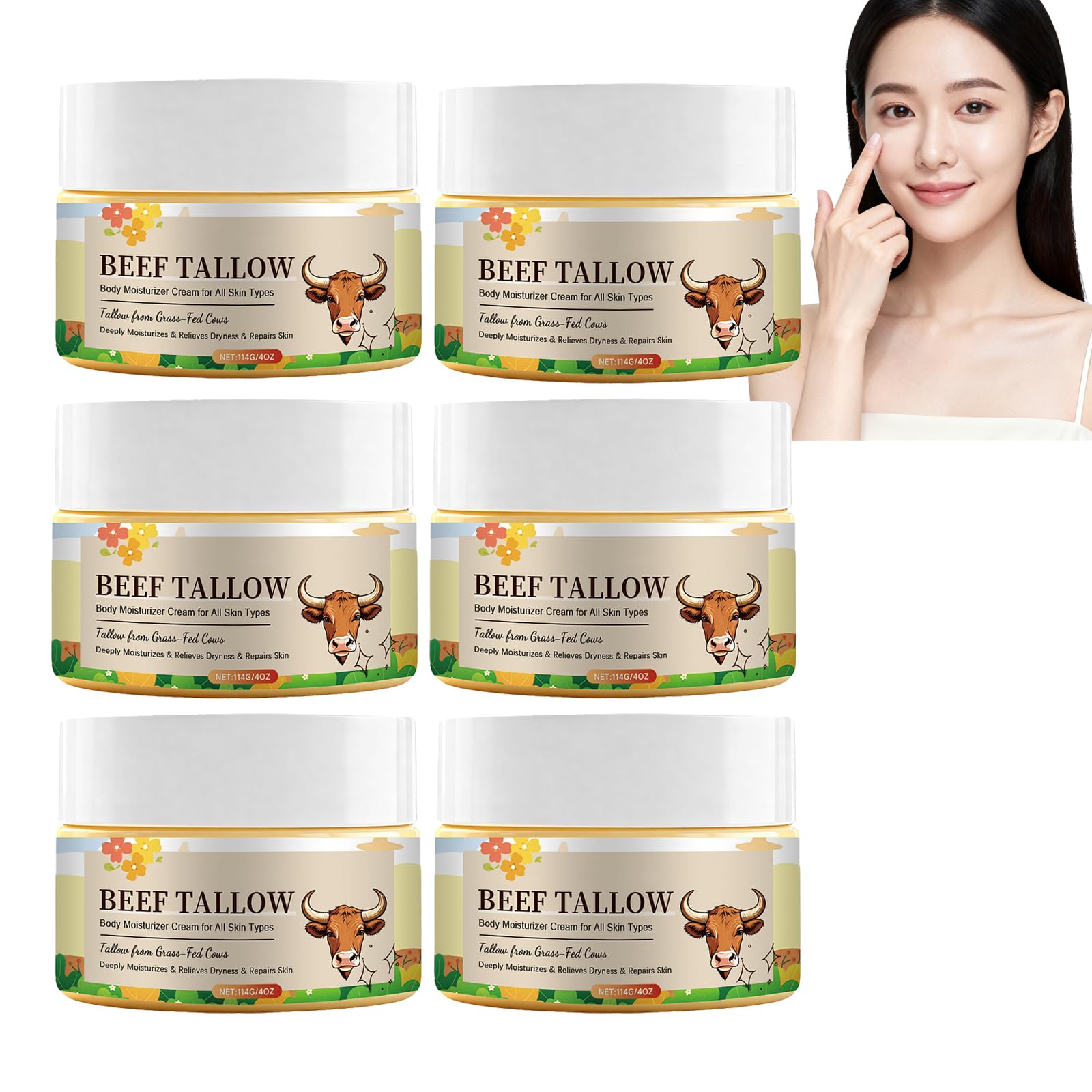 Crema Corpo Con Sebo Di Manzo Di Weiderindern – Cura Intensiva Idratante Per Pelle Secca, Balsamo Idratante Nutriente Con Burro E Miele, Adatto Per Viso E Corpo (6 pezzi)