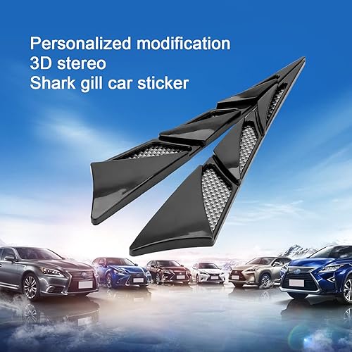 Miniatura 5 de Pack-2 Ventilación de Aire Lateral para Modificación de Automóvil, Cubierta Decorativa de Branquias de Tiburón para Automóvil, Universal para Toma