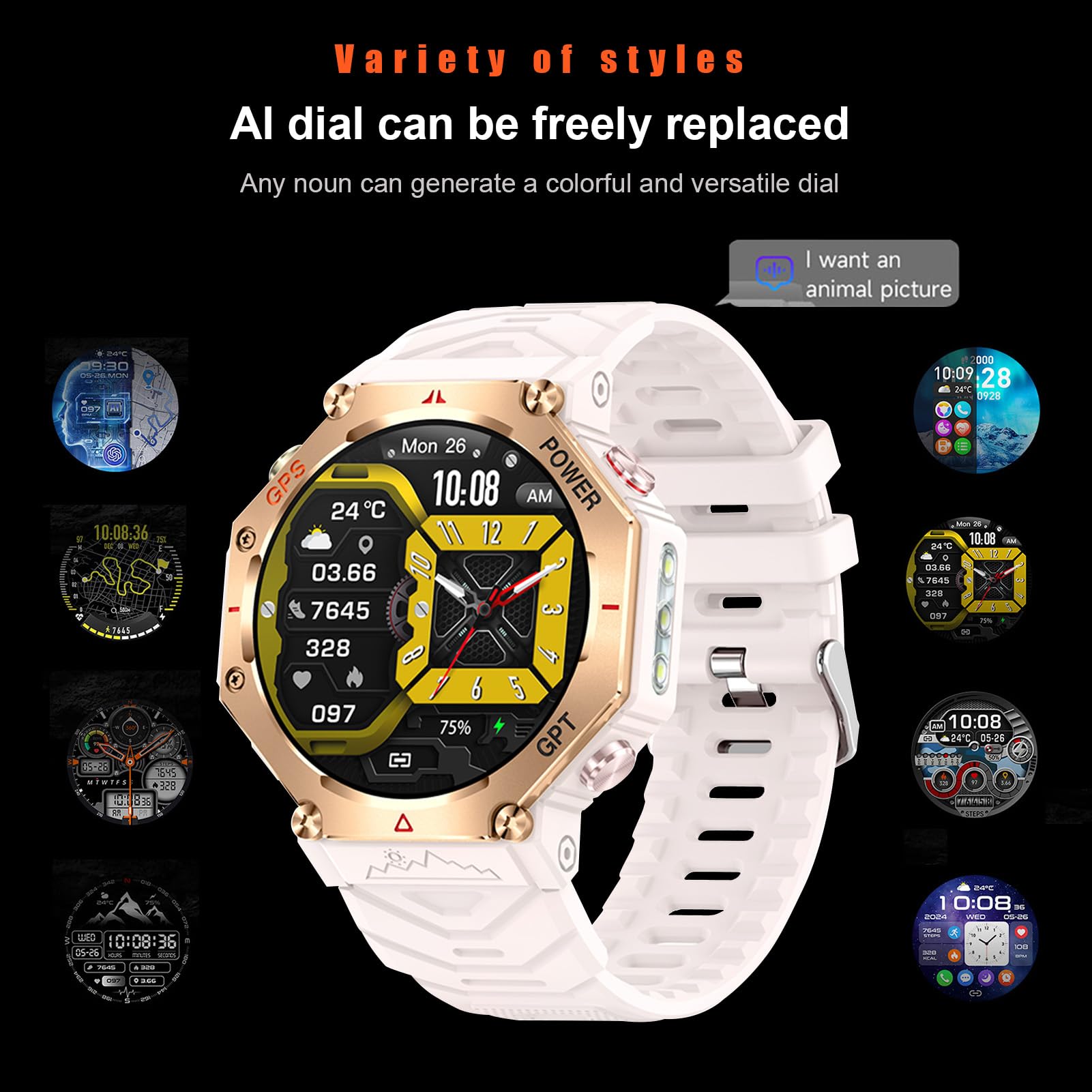 Sxhlseller Orologi Intelligenti per Uomo Donna, Orologio Sportivo con Supporto Posizione GPS GPT, Ricarica Magnetica, Smartwatch Impermeabile con Torcia per IOS per Android (PINK)