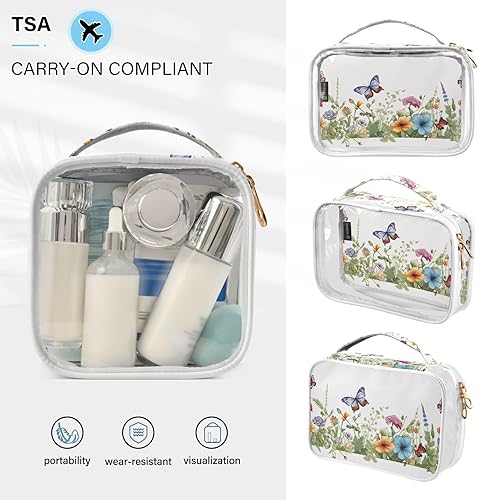 Miniatura 5 de Butterfly Flowers Floral Clear Toiletry Bag for Traveling,2 Pack Makeup Cosmetic Bag with Zipper,Travel Bag for Toiletries,Travel Essentials 21214427
