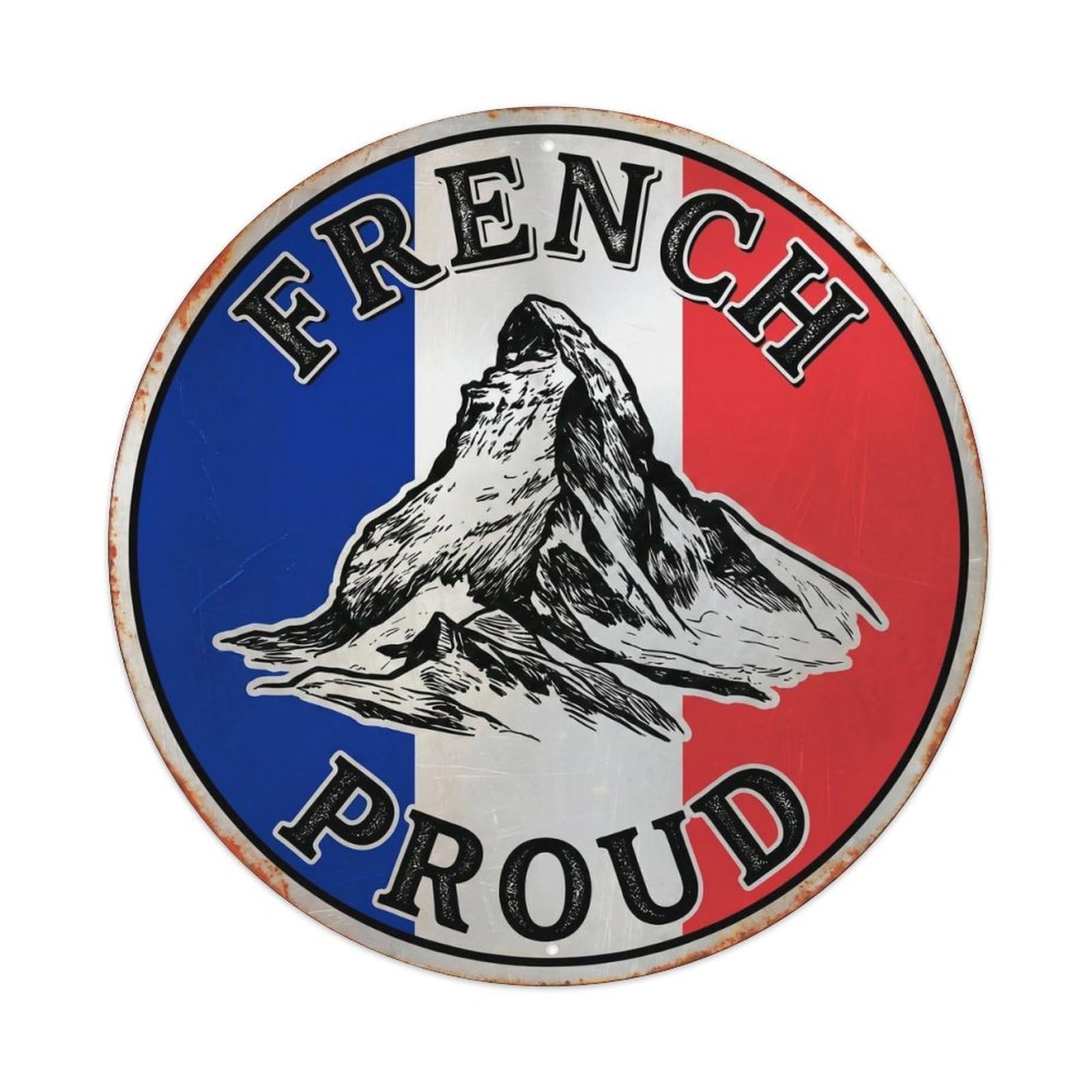 Olhnbad Style French Proud Alps Peak Scenic Travel Heritage Emblem Metal Tin Sign