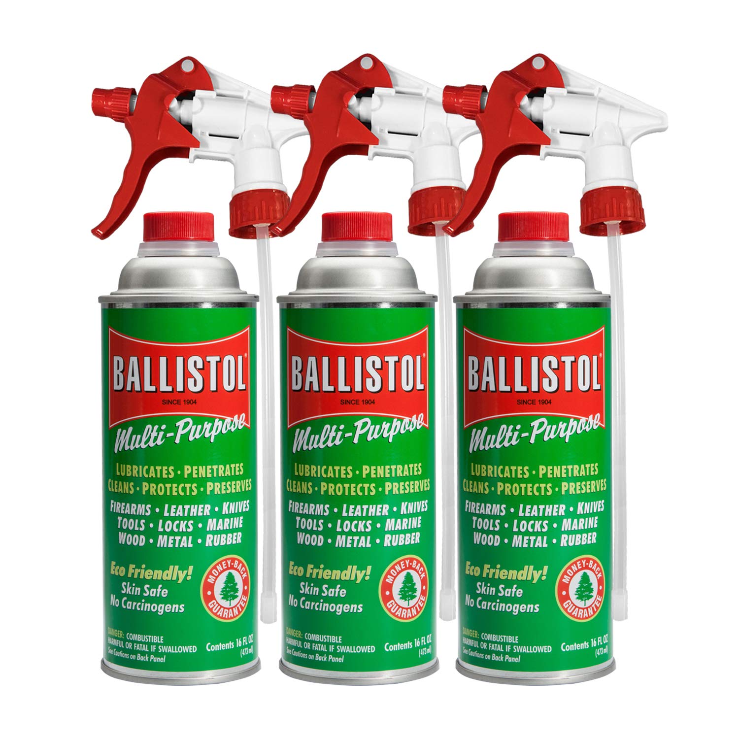 BallistolMulti-Purpose Can Lubricant Cleaner Protectant 16 oz, 3 Pack with 3 Sprayers