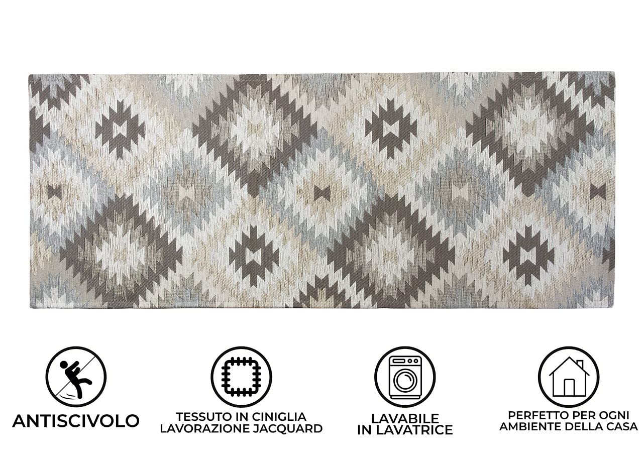 BIANCHERIAWEB By Suardi - Lot de 2 tapis d'ameublement antidérapant pour chambre salon, motif abstrait, géométrique, 65 x 110 cm