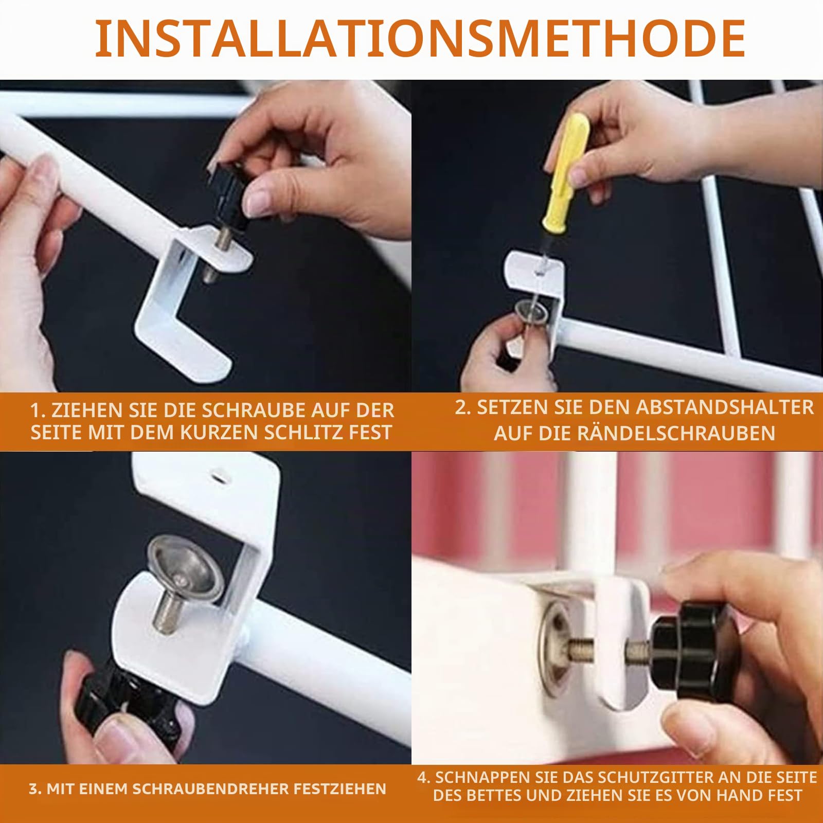 Bettgitter Für Ältere Stabiles Bettschienen Für Senioren & Erwachsene Zum Aufstecken, Metall Rausfallschutz Am Bett Bettschutzgitter Für Schwangere Behinderte, Einfache Installation (120x30cm)