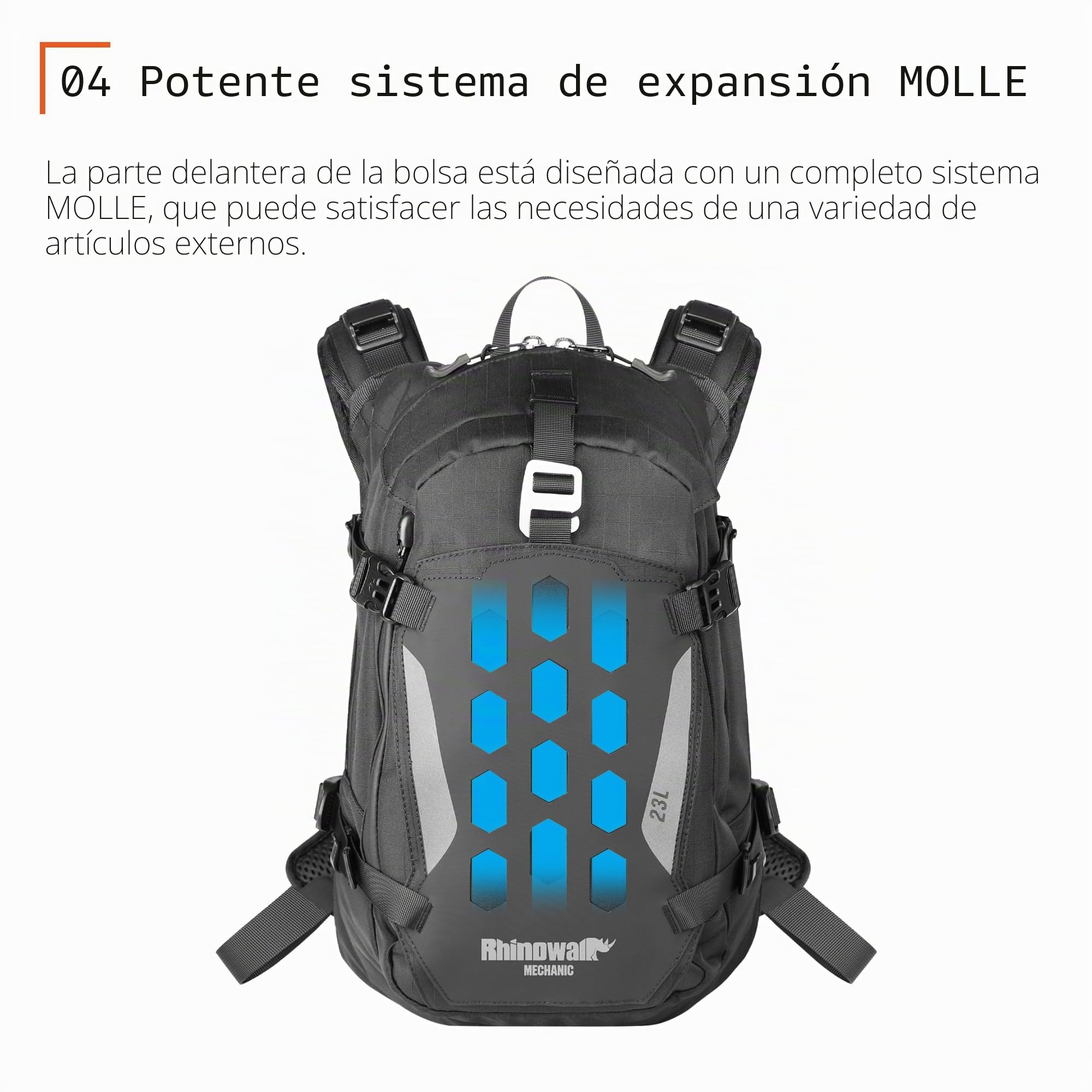 Rhinowalk Mochila para moto con soporte para casco, protección contra la lluvia, con bolsa de hidratación, orificio para moto, mochila para bicicleta, mochila deportiva, mochila para portátil para
