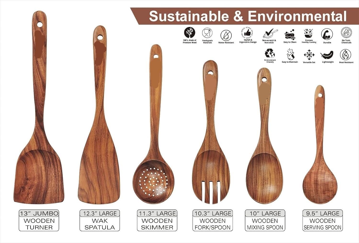 Kitchen Utensils Set,Cooking Utensils Set,6pcs wooden spoons for cooking,Wooden utensil set,Wooden Cooking Utensils,home essentials,Kitchen Set