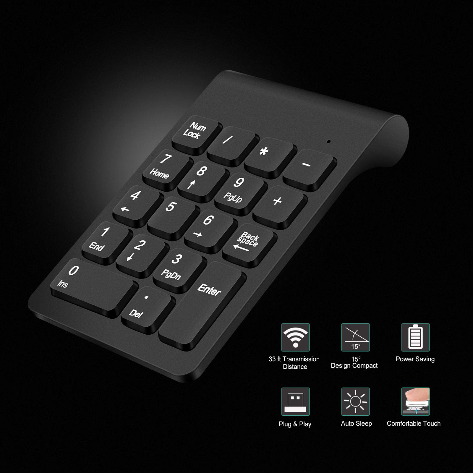Wireless Numeric Keypad, TRELC Mini 2.4G 18 Keys Number Pad, Portable