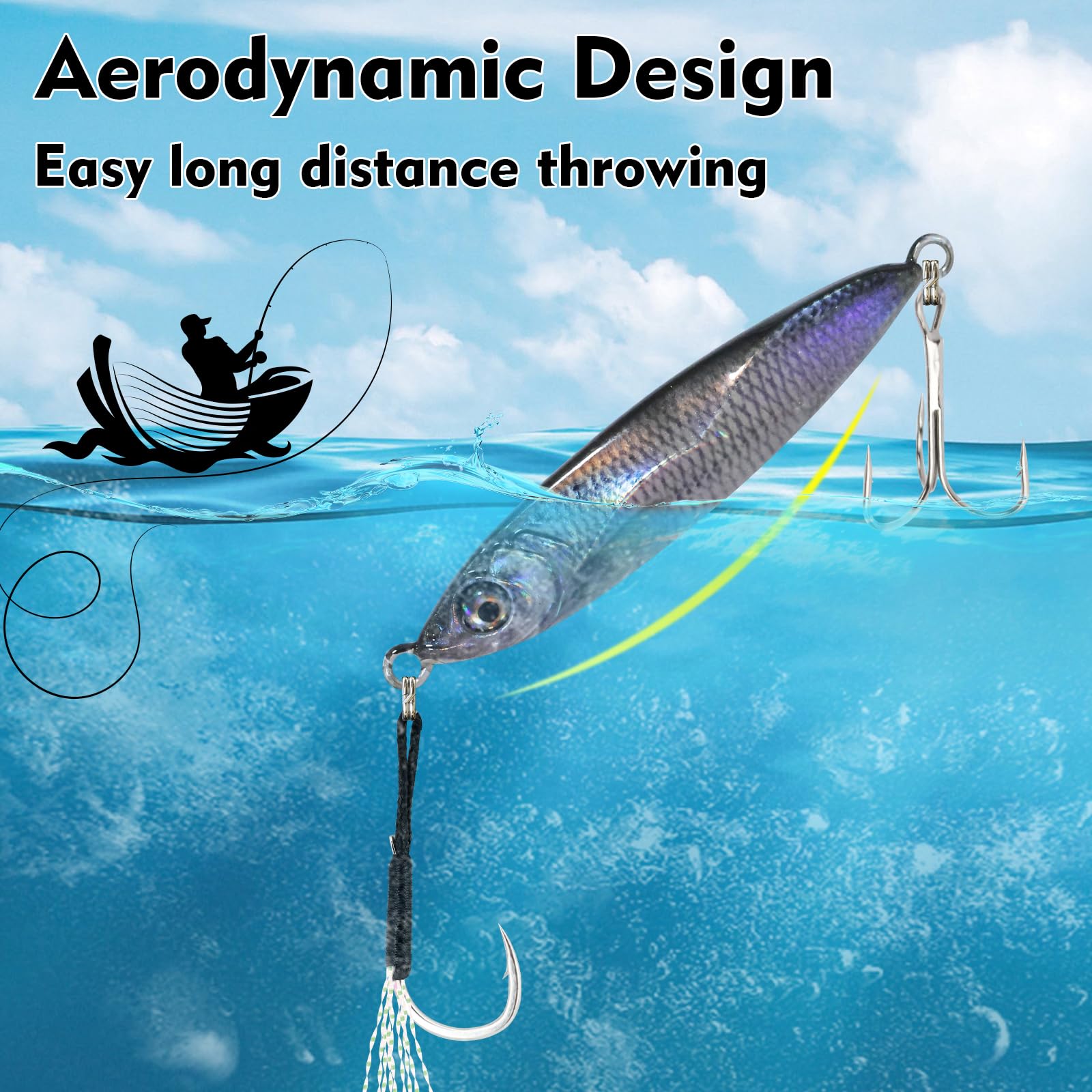 Fishing Jigs for Saltwater and Freshwater, Sinking Jigging Bait and Long Casting Jigs Fishing Lures, Lifelike and Shining Metal Lures to Improve Fishing Efficiency, Gift for Men